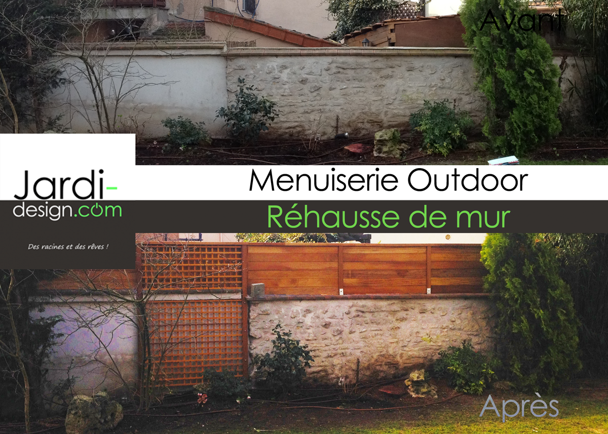 Réhausse de mur en iroko